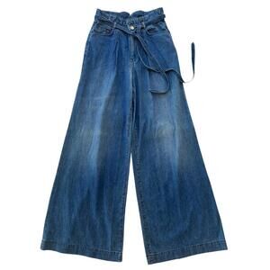 7 For All Mankind Wide Leg High Waisted Belted Jeans Size 25